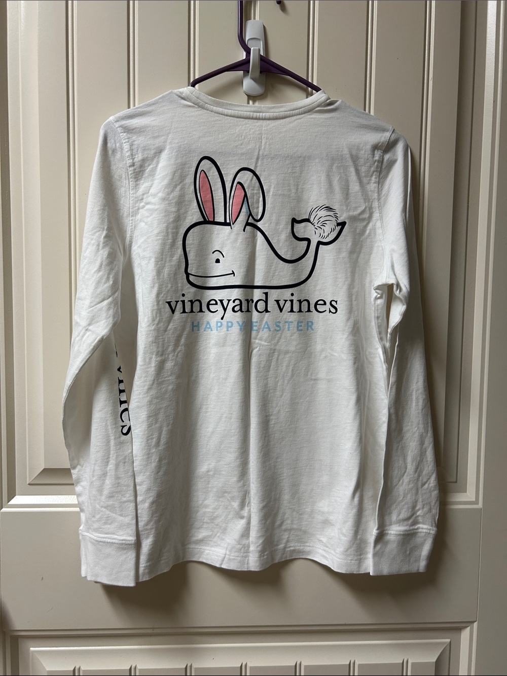 Vineyard Vines White Long-Sleeve Easter Bunny Whale Graphic Tee